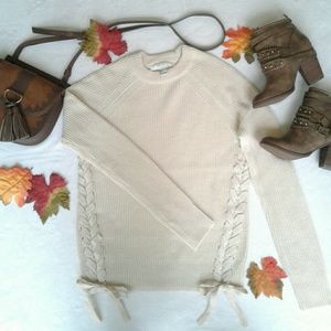 Forever 21 vanilla lace up sweater size small