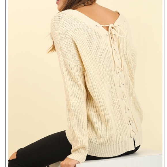 ✨Lace Up Back Sweater - Picture 2 of 3