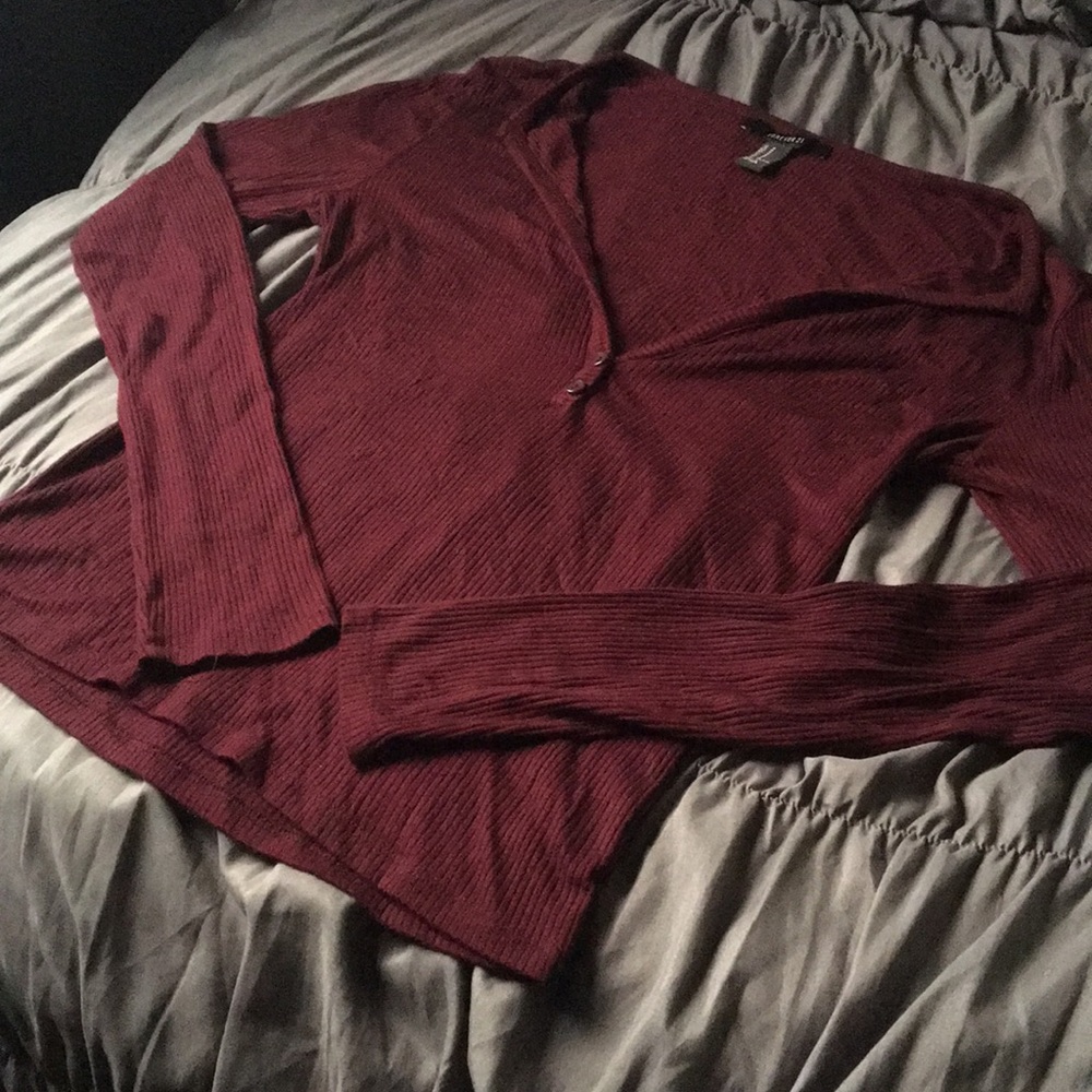 Burgundy Ribbed Long Sleeve
