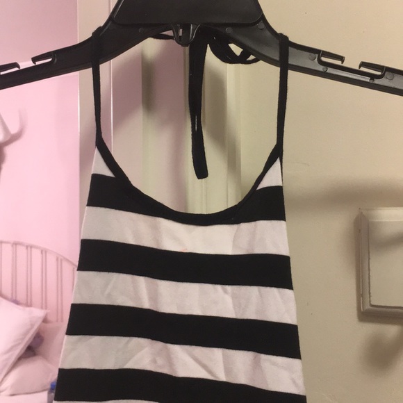 black and white stripped tight halter top - Picture 2 of 3