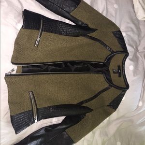 Leather/twill material blend jacket
