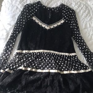 Anthropologie Meadow Rue Black Lace Top