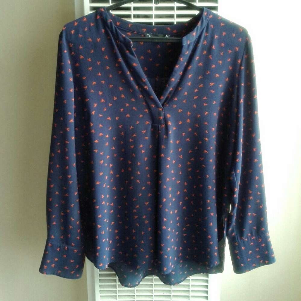 Noir Maternity | Dark Blue Split Neck Blouse