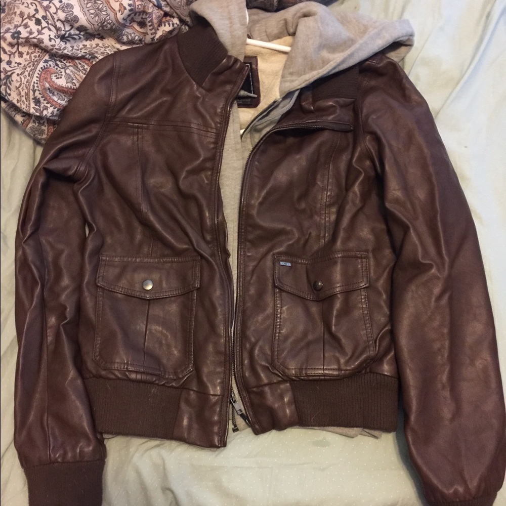Obey leather twofer jacket