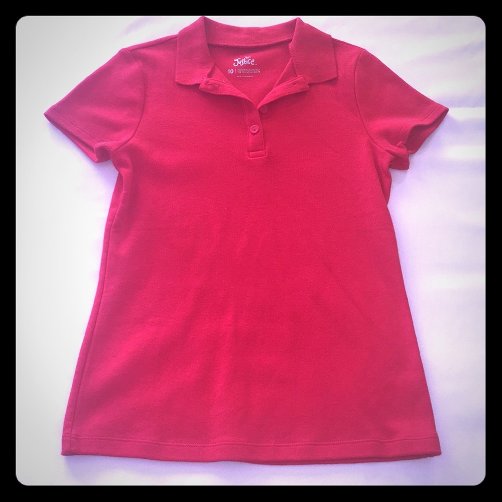 NWOT Justice Red Short Sleeve Shirt Sz 10