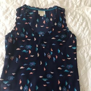 Anthropologie Maeve turtle print tank