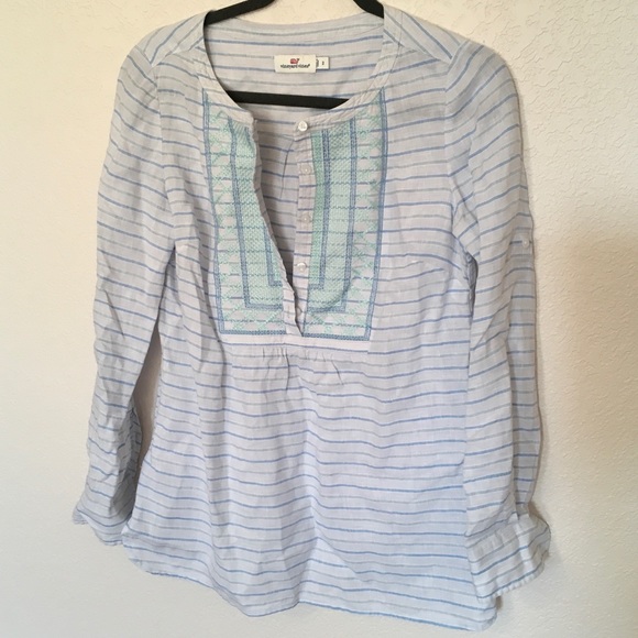 Vineyard Vines Embroidered Linen Tunic - Picture 1 of 5