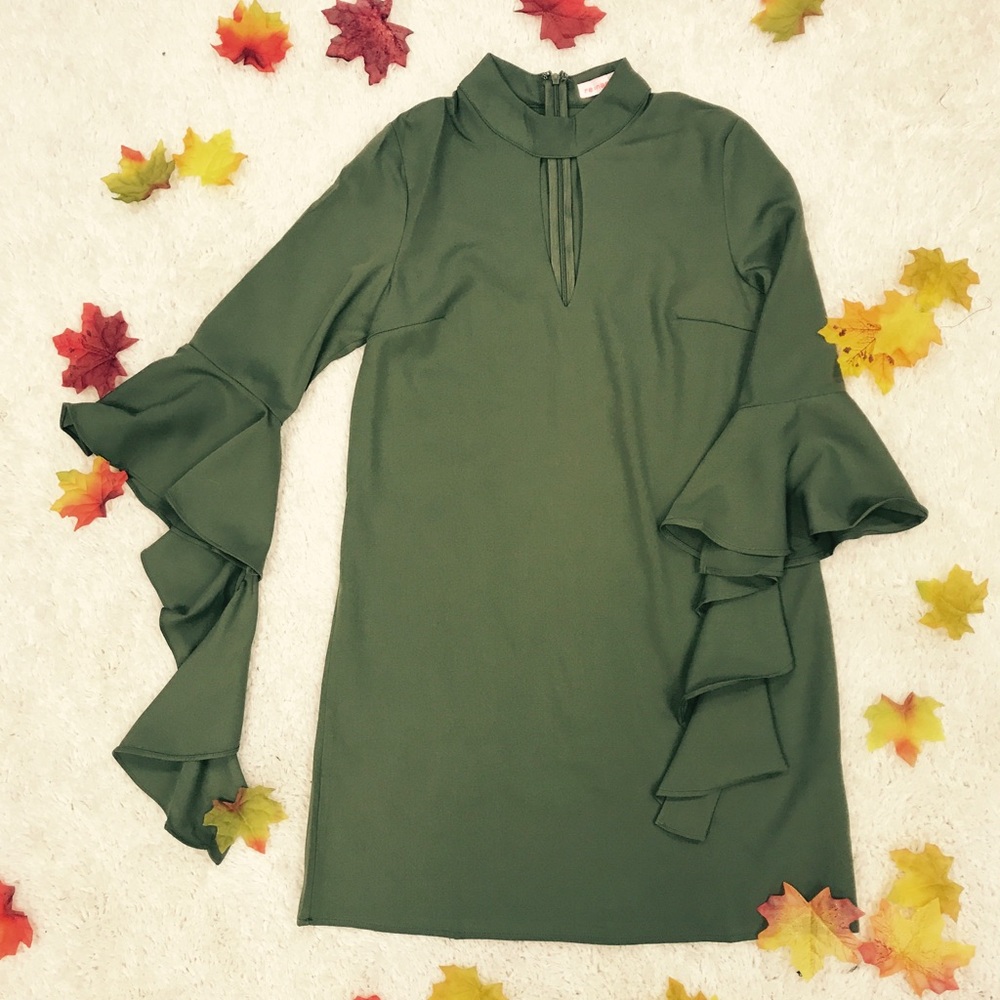 Olive Bell Sleeve Dress - Picture 1 of 1