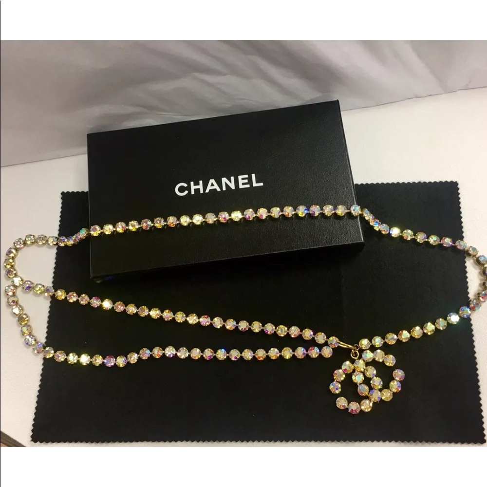 ♦️Sold♦️CHANEL CRYSTAL-EMBELLISHED CC BELT