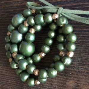 Handmade green wood bracelet