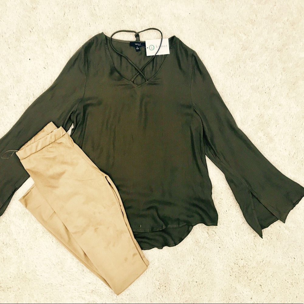 Olive Cross Cross Top