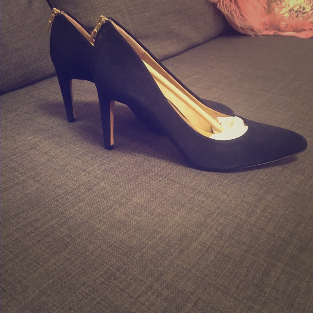 Navy suede heels
