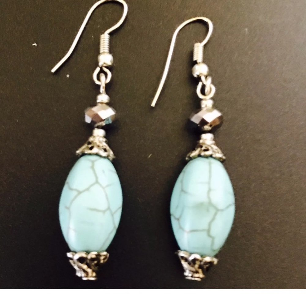 Turquoise Bead Drop Dangle Earring Set