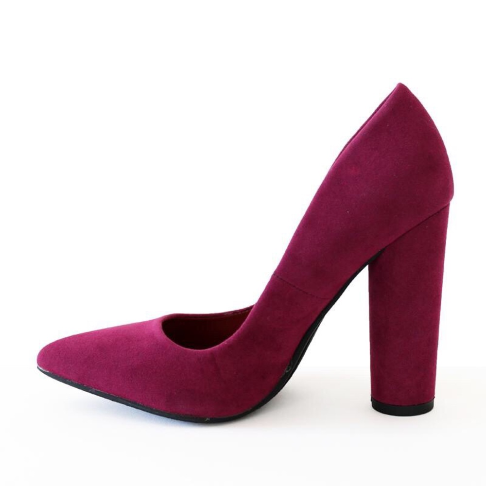 kaiden-plum faux suede heel pump - Picture 5 of 7