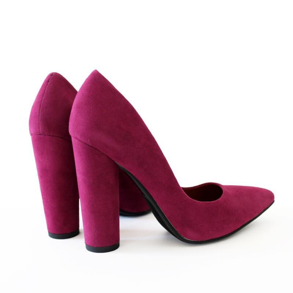 kaiden-plum faux suede heel pump - Picture 6 of 7
