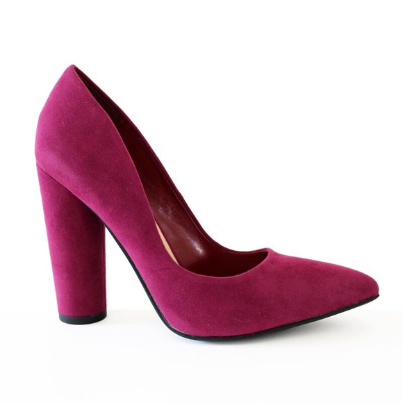 kaiden-plum faux suede heel pump - Picture 4 of 7