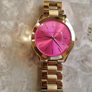 MK gold and pink watch