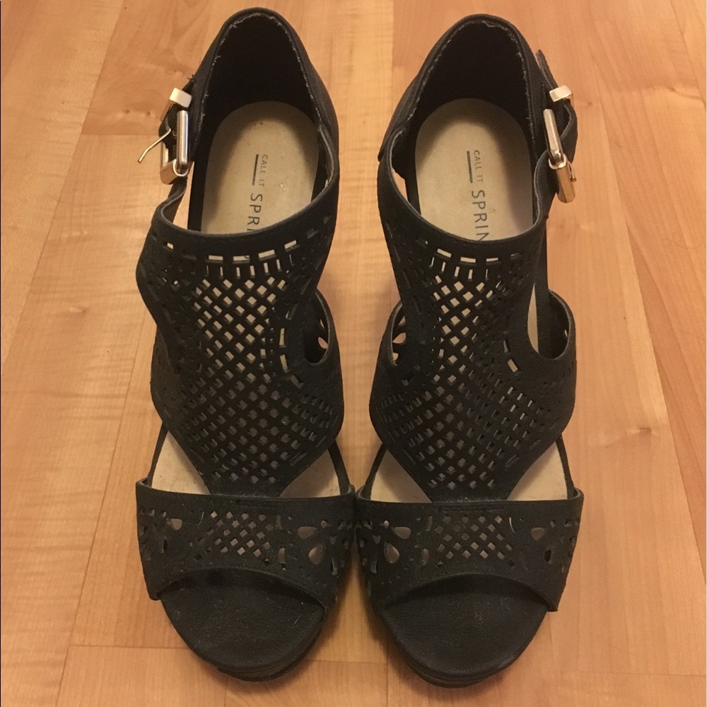 Call it spring black wedges