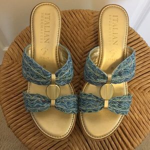 ITALIAN SHOEMAKERS WEDGE SANDALS.