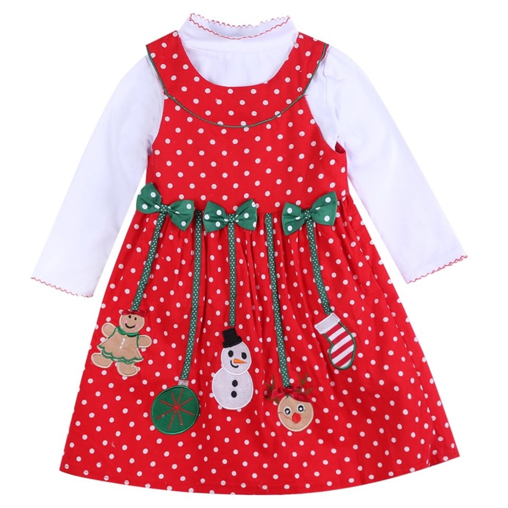 Christmas Polka-dot Princess Dress+White Top set