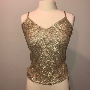 Gold Sequin DKNY Tank Top Sz P