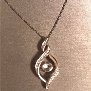 Crystal encrusted silver pendant necklace