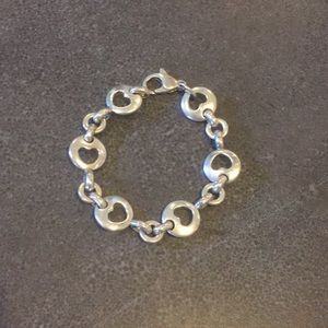 Tiffany & Co silver heart cut out charm bracelet
