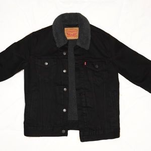 Levi Strauss Black Denim Sherpa Trucker (Men's)