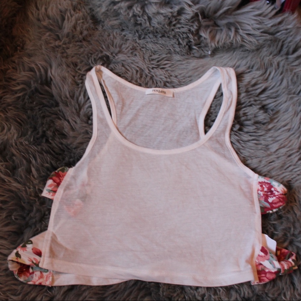 White Crop Top With Floral Bows