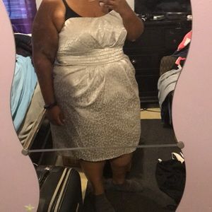 Silver strapless dress