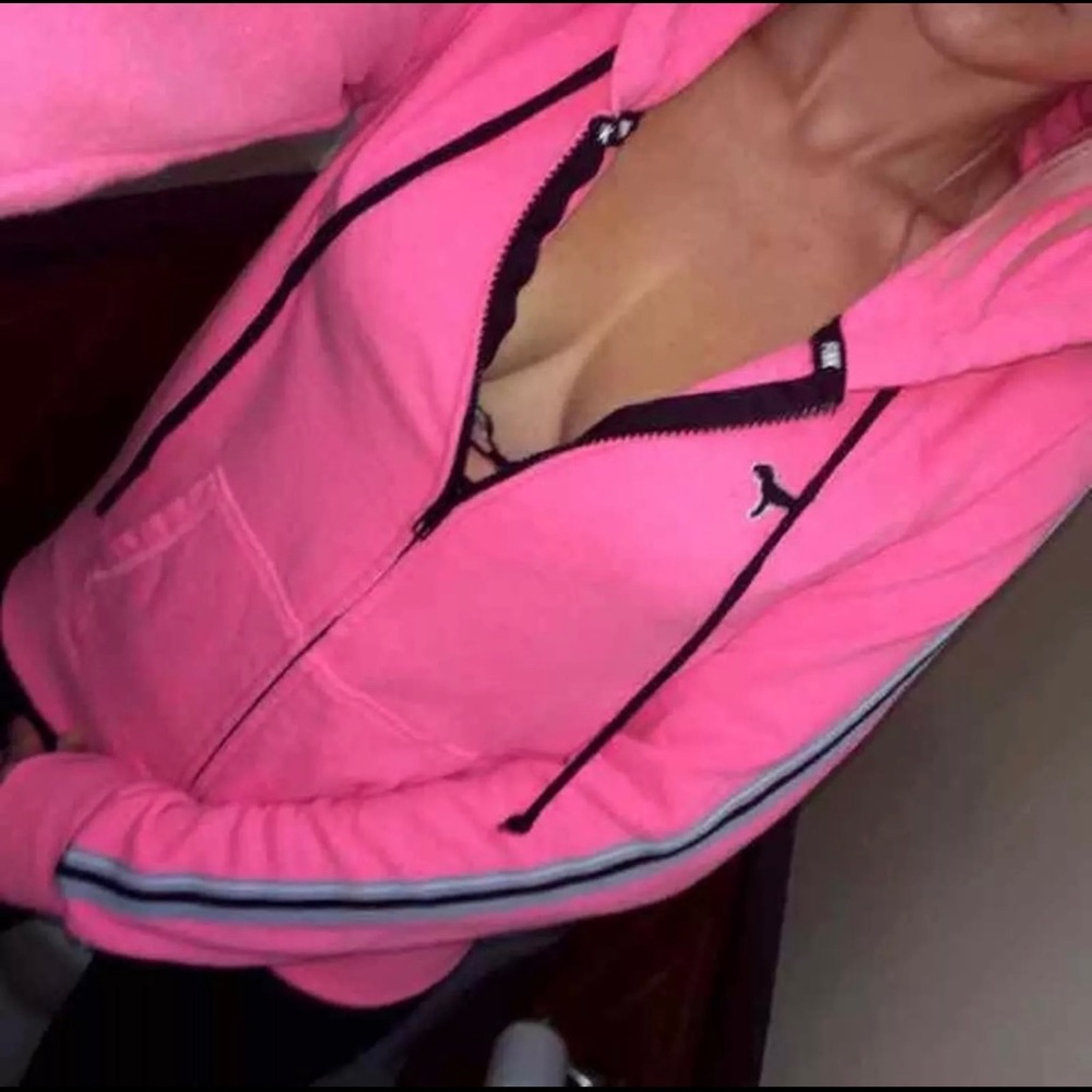 Vs pink zip up hoodie