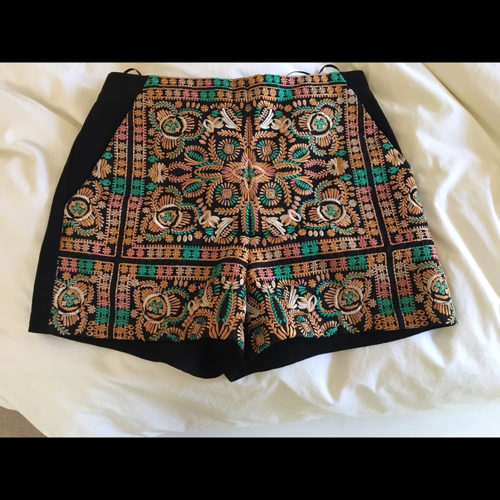 Embroidered black shorts