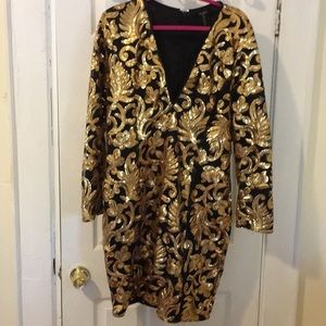 Black & Gold Evening Dress