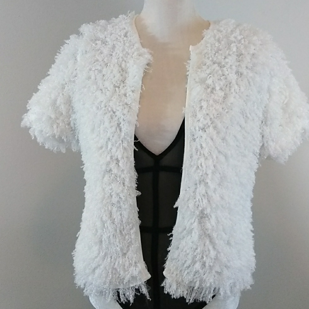 🆕Copper Key White Shaggy Faux Hair Top