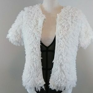 🆕Copper Key White Shaggy Faux Hair Top