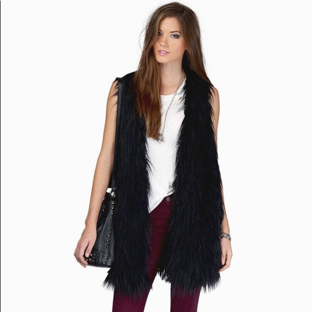 Tobi Can’t be Tamed Black Fur Vest