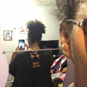 Black caged back blouse