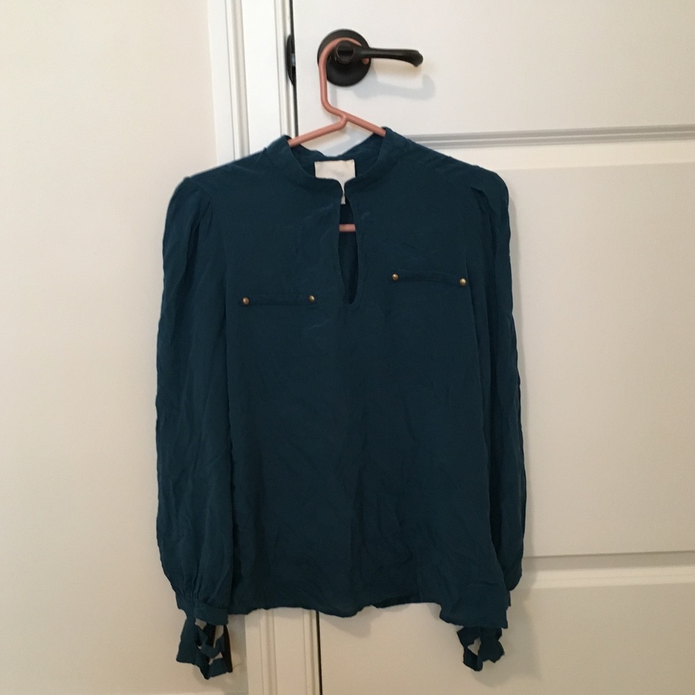 Blue Blouse with caged zip sleeves