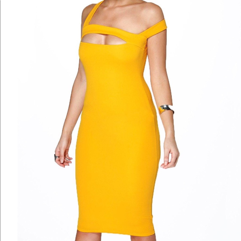 Boohoo Yellow Bodycon Dress