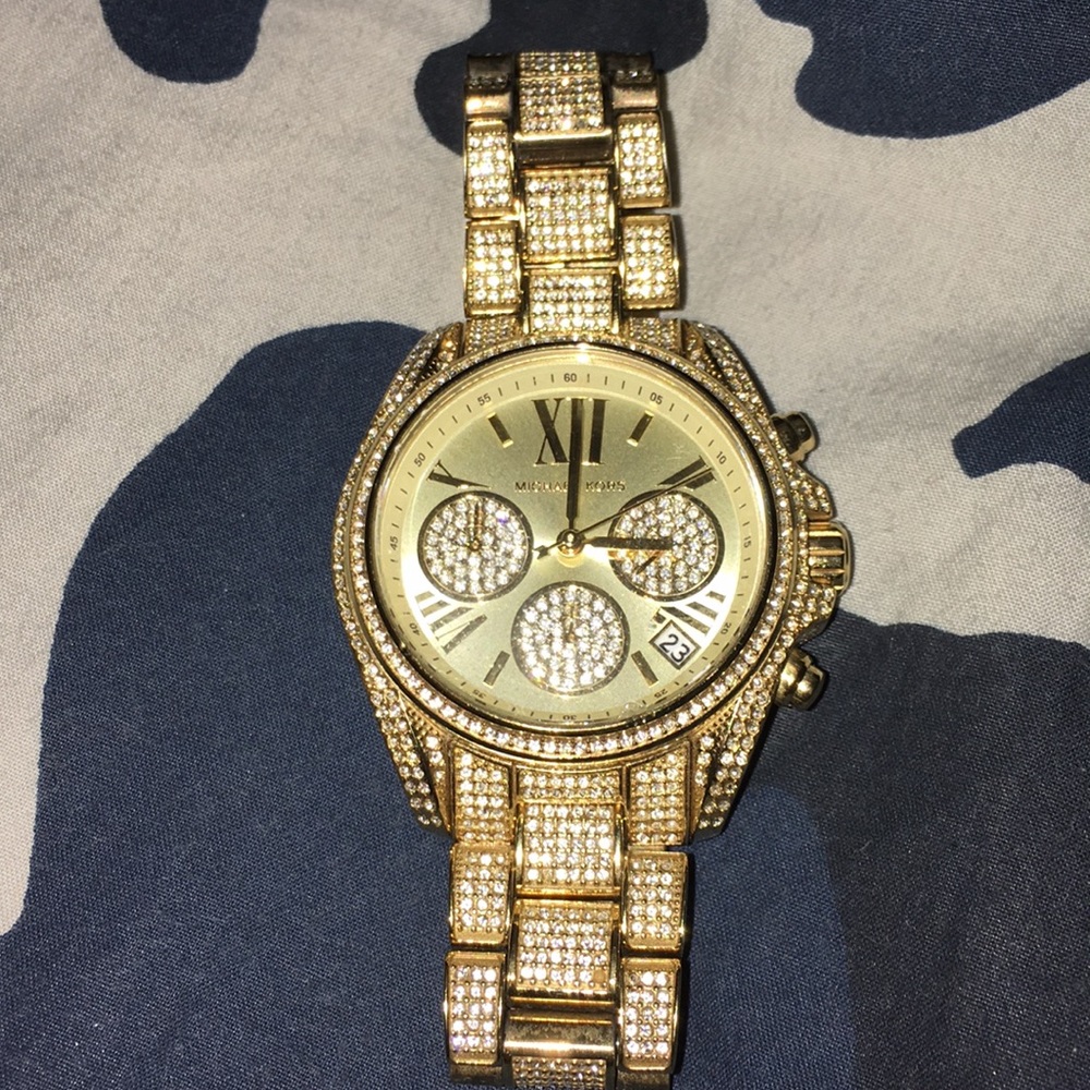 Micheal  kors ,Mini Bradshaw Pave , Gold Tone