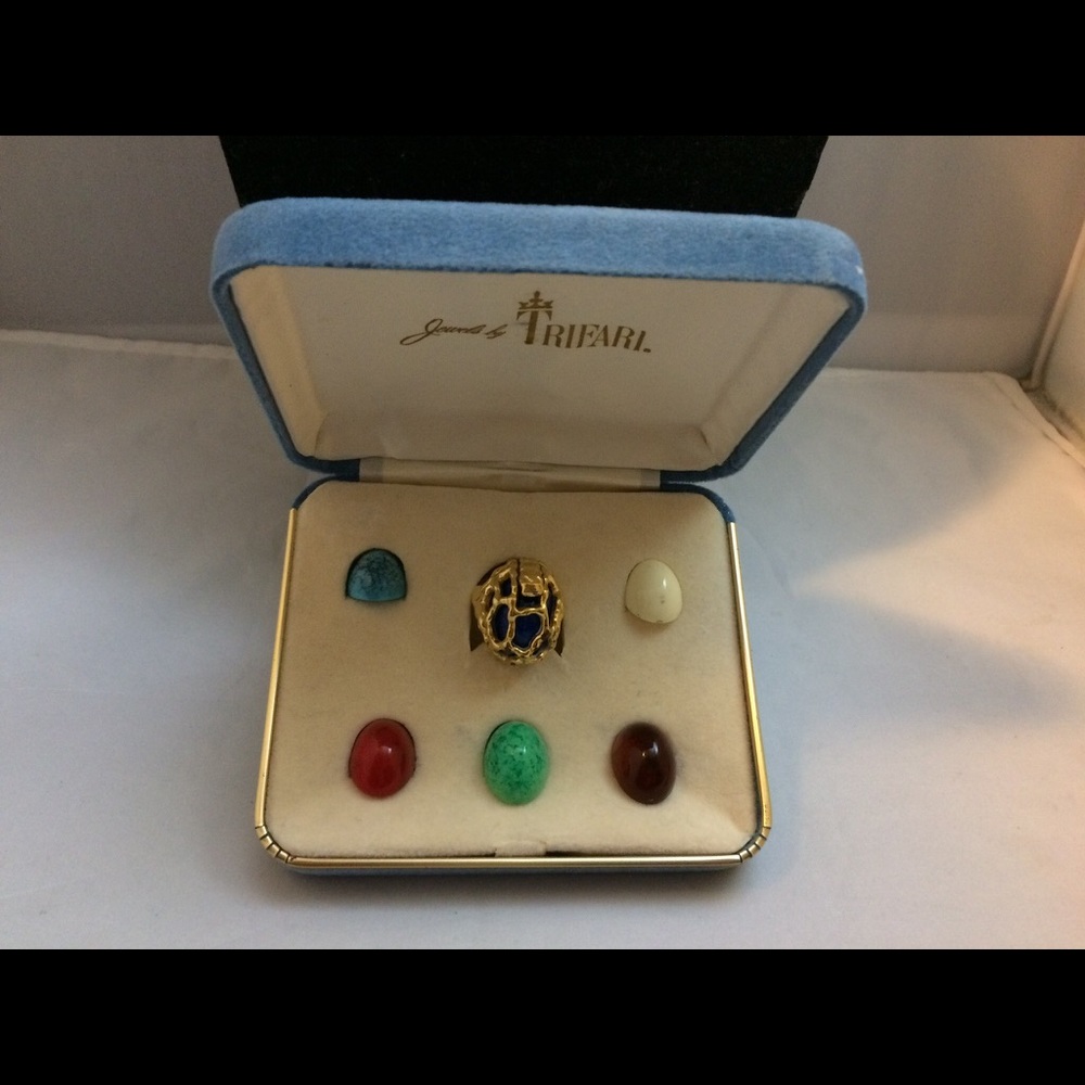 SOLD Crown Trifari Interchangeable Cab Cage Ring