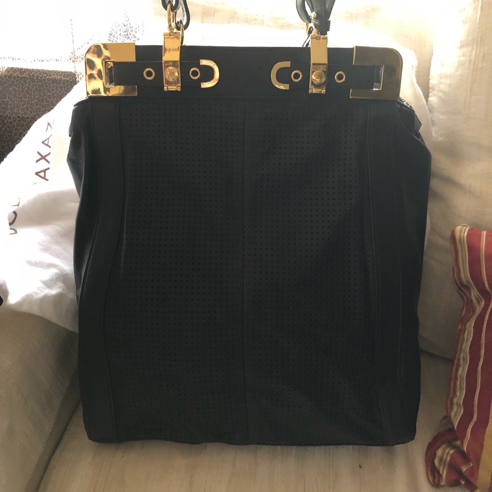 NEW BGBGMAXAZRIA Large Black Leather Tote