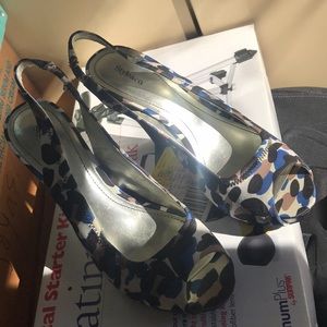 Open toed cheetah print high heels