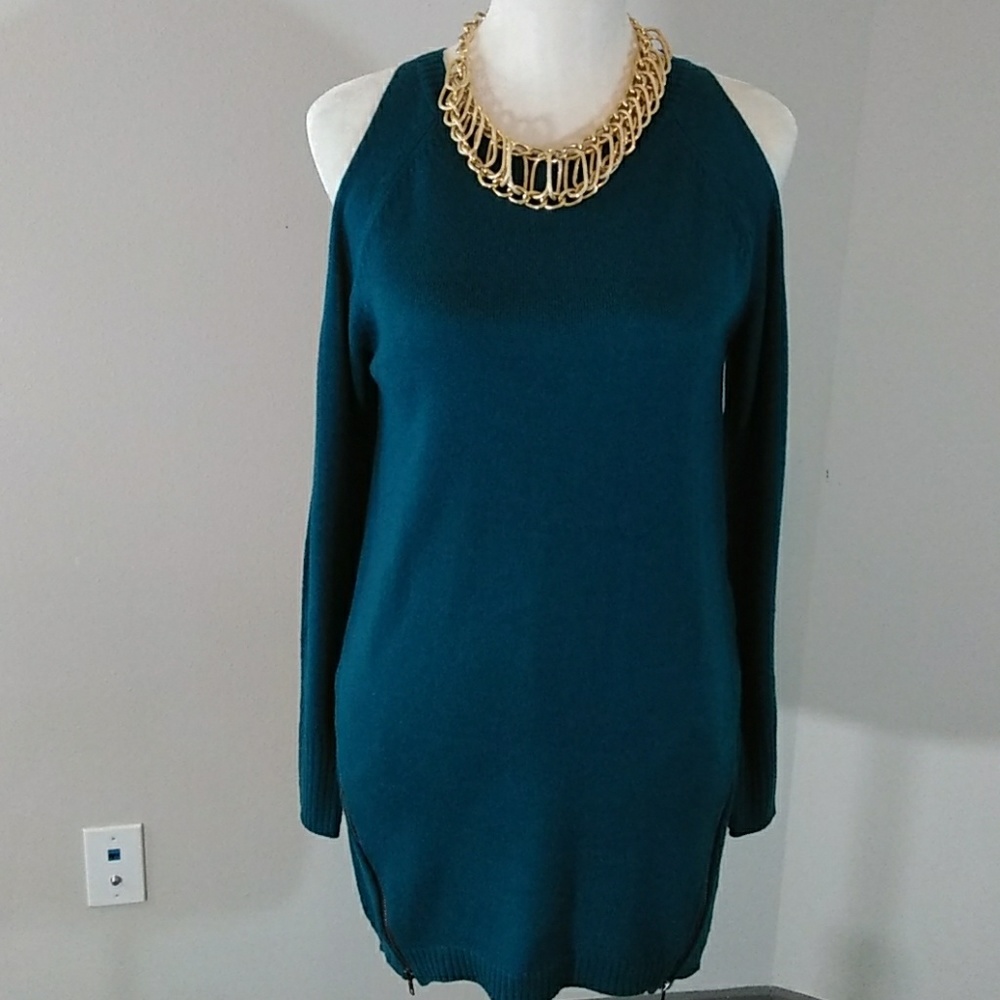 🆕Teal Cold Shoulder Sweater Dress