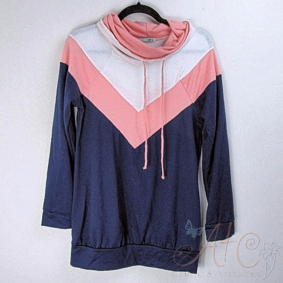 P.S. Kate Color Block Cowl Neck Pull Over - Picture 2 of 5