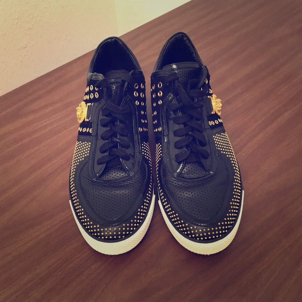 Black and Gold low top Versace lace ups.