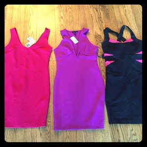 Bundle! 3 party mini dresses. pink, fuchsia, black