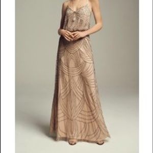 Adrianna Papell Blouson Beaded Gown- Size 10