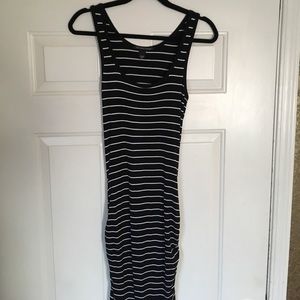 Black with white stripes tank dress size small