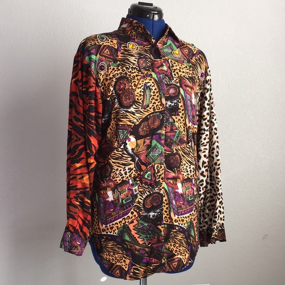 FAITH Other - 80s Crazy Colorful Rocker Cheeta Print Long Sleeve